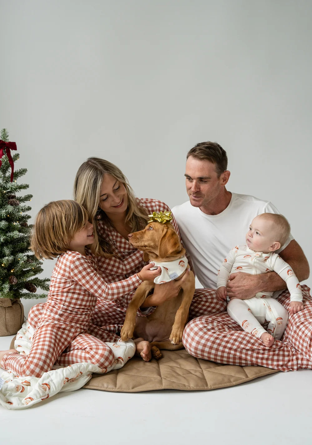 Two-Piece Family Matching Holiday PJ- Amber Gingham