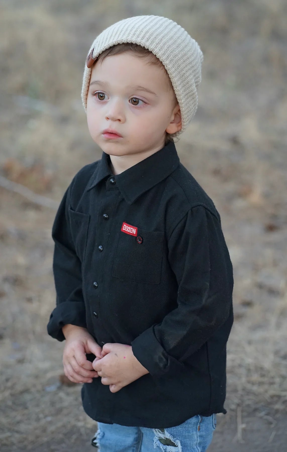 Cream Freestyle Slouch Beanie (Kids)