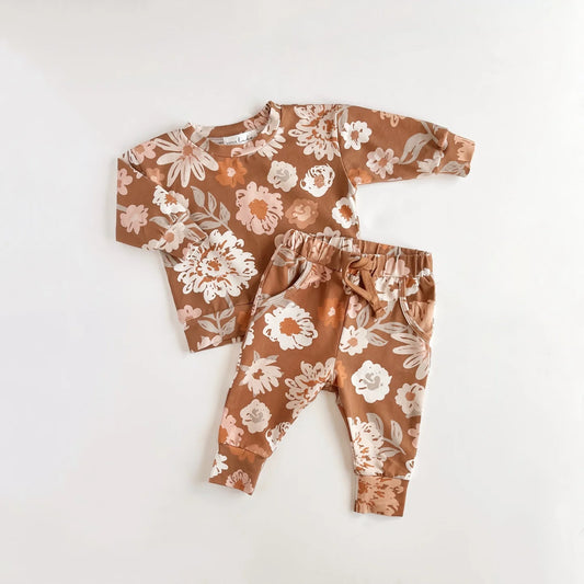 Rust Floral Lounge Set