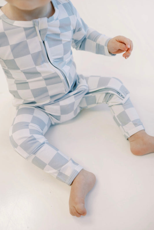 *Pre-Order* Bamboo Romper- Pearl Checker
