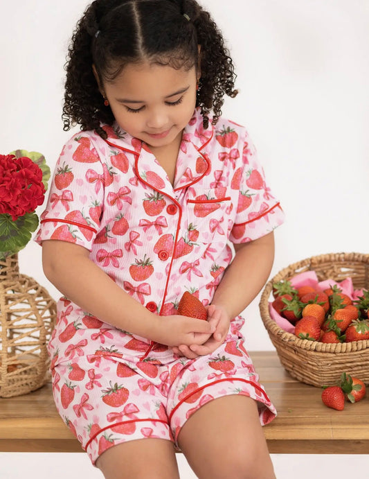 Strawberry Bow Pyjama Short Set