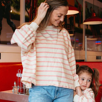 Mama Matching Striped Long Sleeve Crewneck