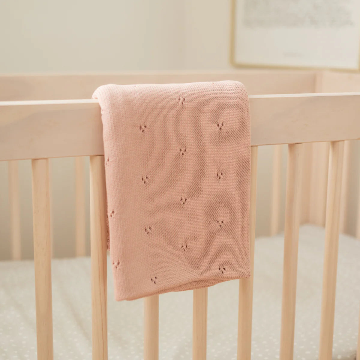 Pointelle Cotton Baby Blanket-Blush Pink