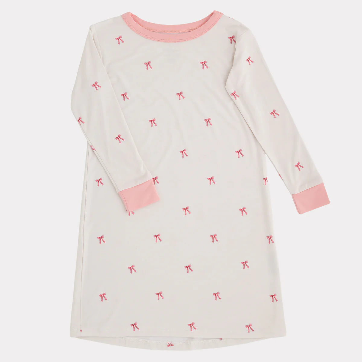 Bamboo long sleeve shirt dress/nightgown- Bows