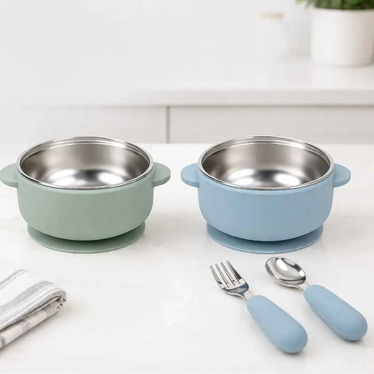 Stainless Steel Bowl & Utensil Set - Sage