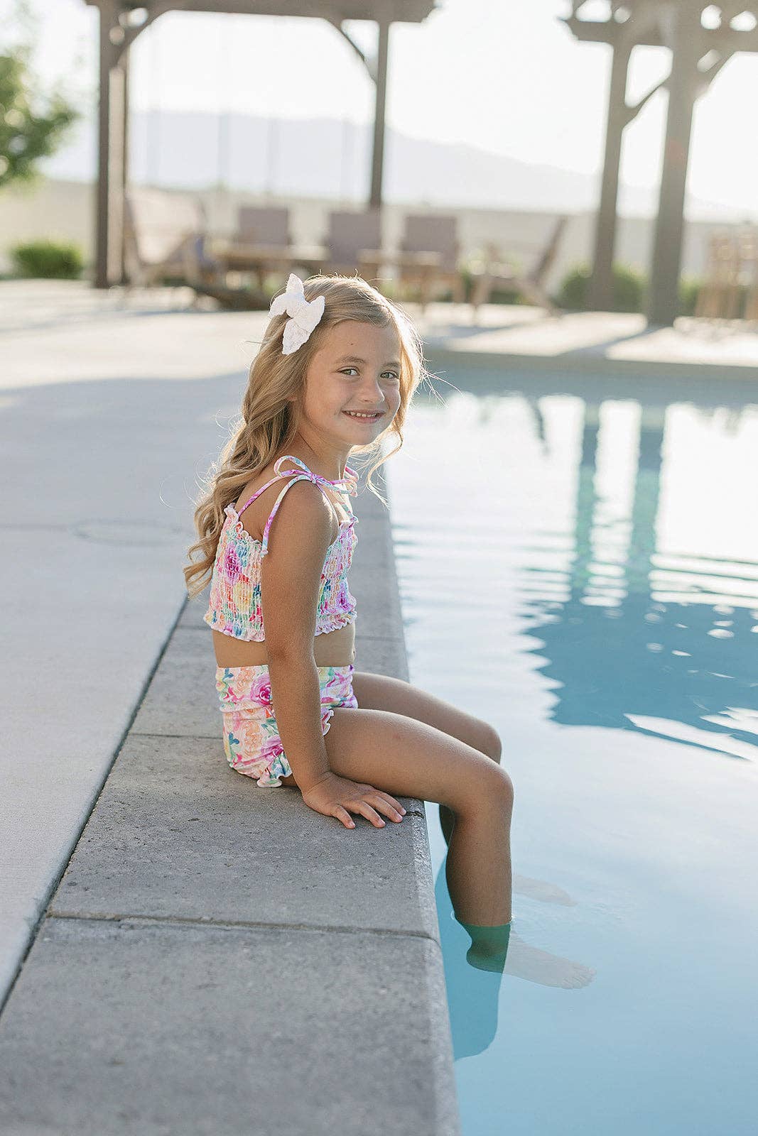 SS2026 The "Isabella" Girls High Waist Smocked Bikini