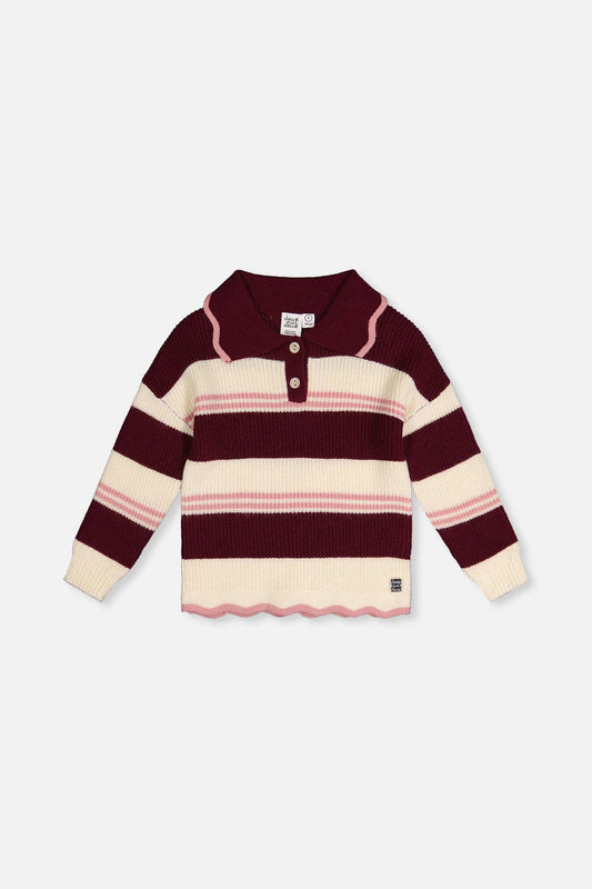 Scalloped Collar Sweater Red And White Stripes