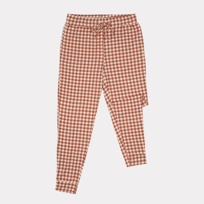 Adult Jogger Family Matching Holiday PJ- Amber Gingham