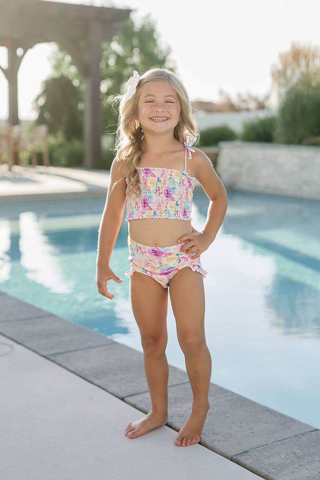 SS2026 The "Isabella" Girls High Waist Smocked Bikini