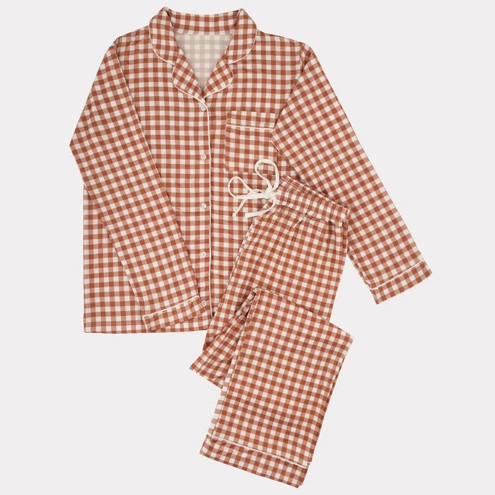 Two-Piece Family Matching Holiday PJ- Amber Gingham