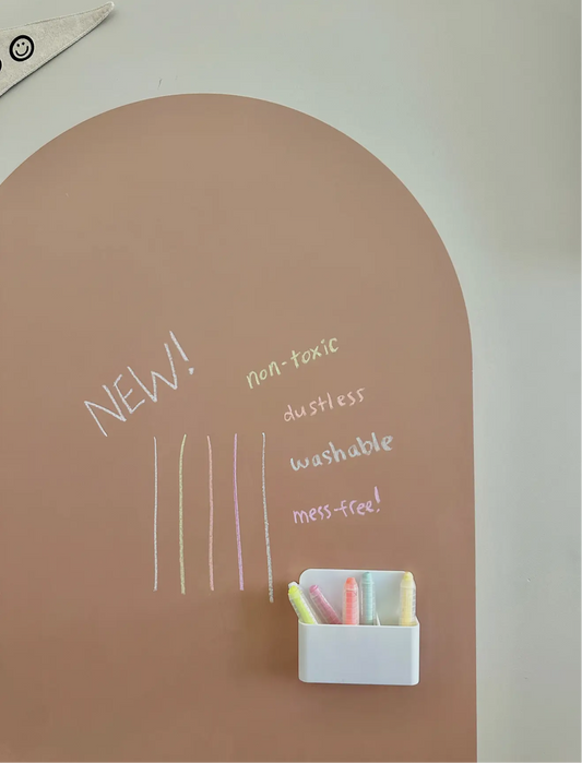Dustless chalk crayons and magnetic holder- Neon
