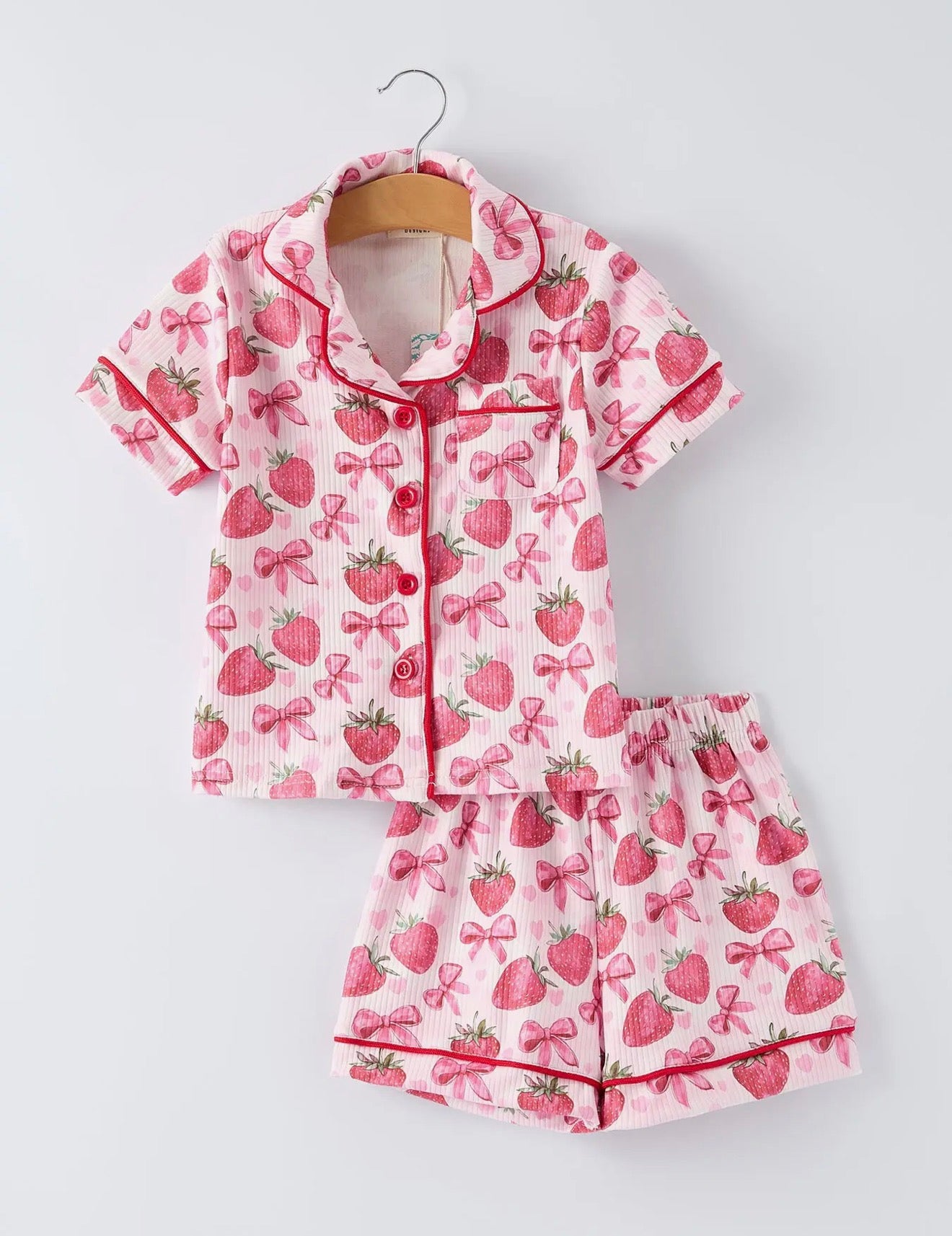 Strawberry Bow Pyjama Short Set