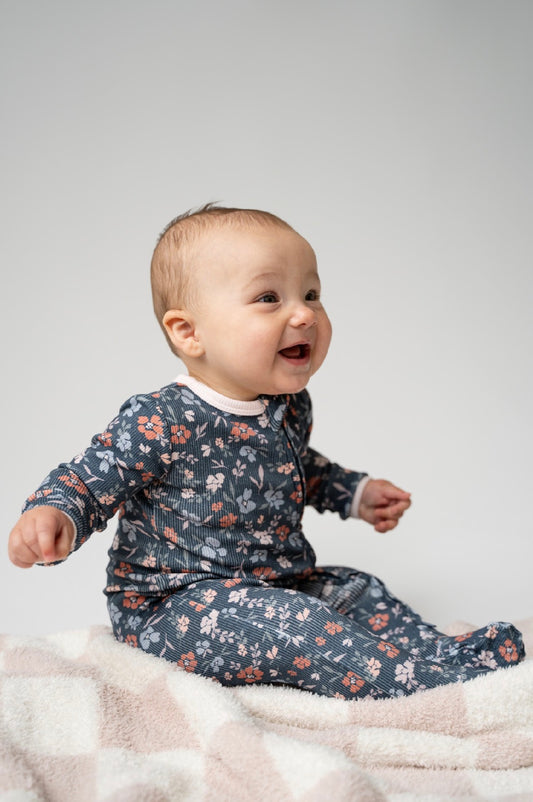 Footed Bamboo Sleeper- Midnight Floral