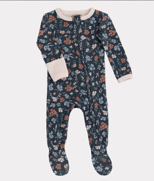Footed Bamboo Sleeper- Midnight Floral
