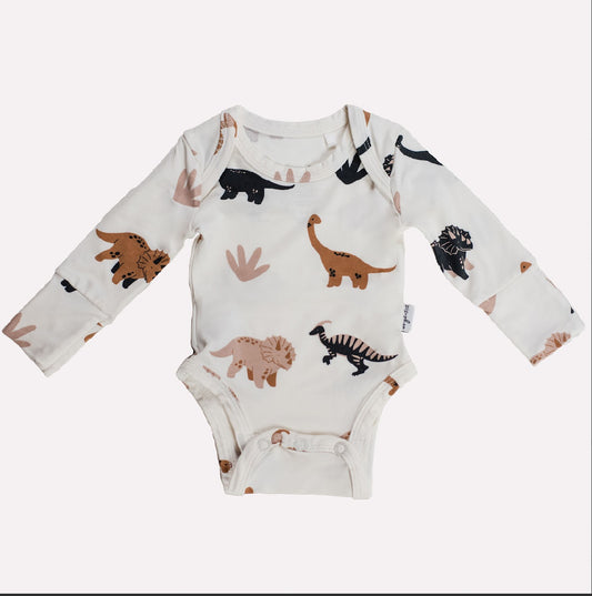 Desert Dino Bamboo Long Sleeve Onesie