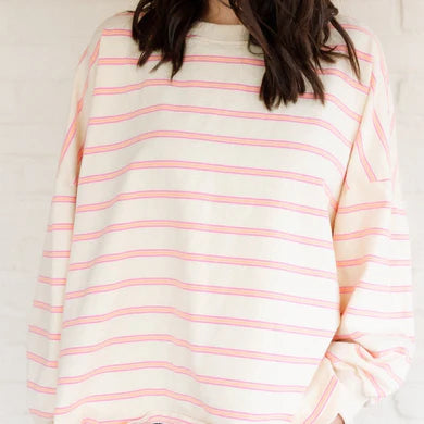 Mama Matching Striped Long Sleeve Crewneck