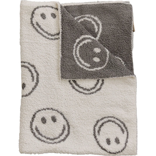 Charcoal Smiley Plush Blanket- CHILD/ADULT