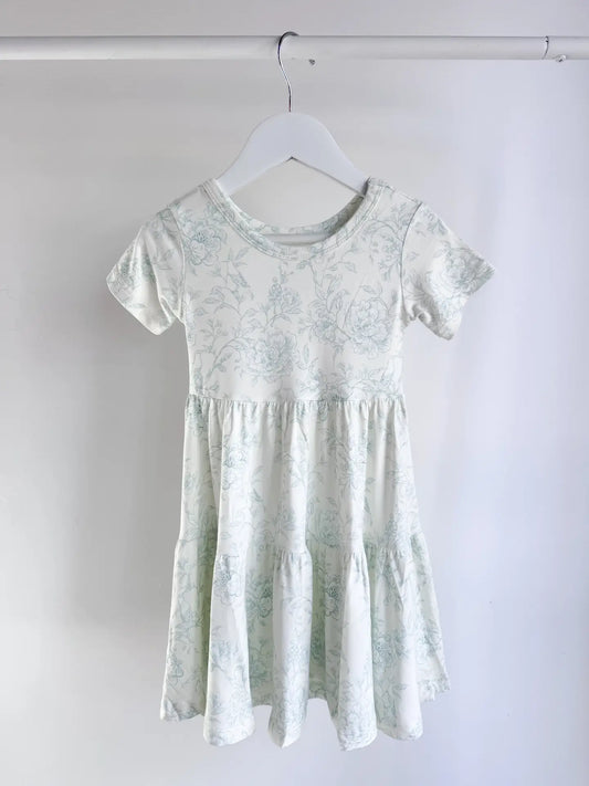 Short Sleeve Twirl Dress- Valley Blooms