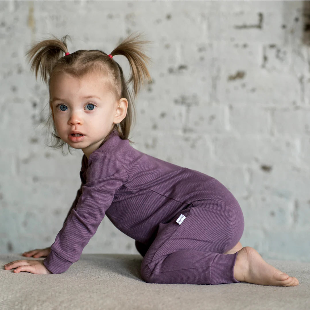 Ribbed Bamboo Footless Sleeper- Plum