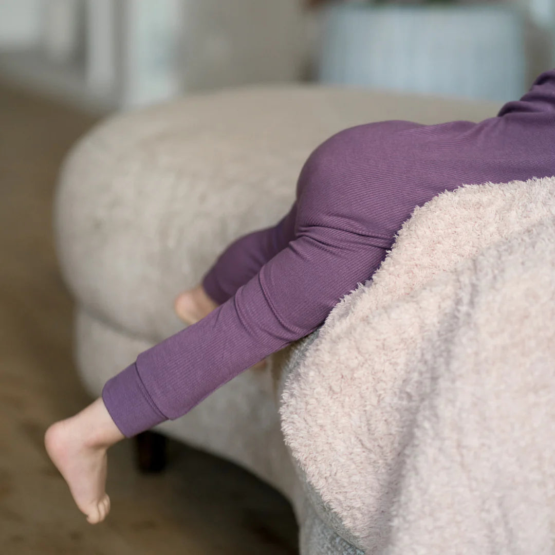 Ribbed Bamboo Footless Sleeper- Plum