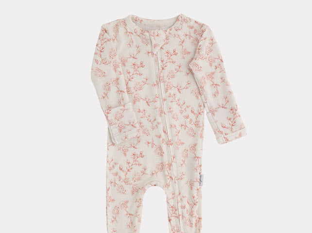 Footed Bamboo Sleeper- Vintage Rose
