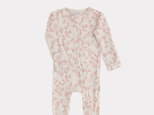 Footed Bamboo Sleeper- Vintage Rose