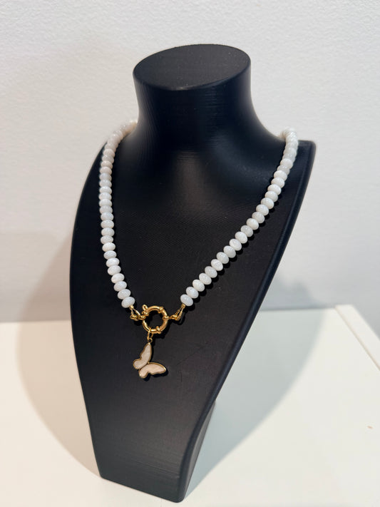 Coconut Necklace with Butterfly Charm