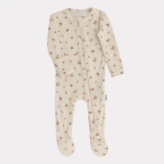 Sunrise Floral Ribbed Bamboo Footed Sleeper