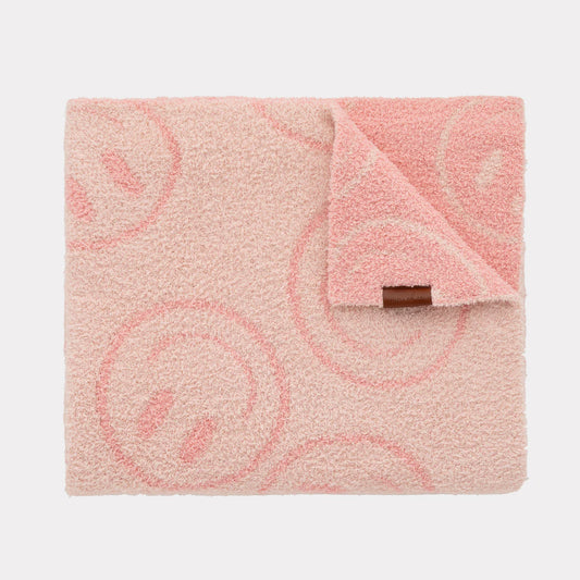 Toddler Size Plush blanket- Peach Smiley