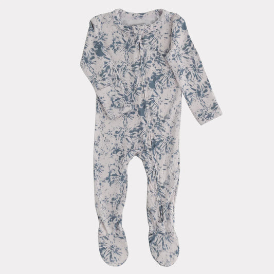 Footed Bamboo Sleeper- Denim Tie Dye