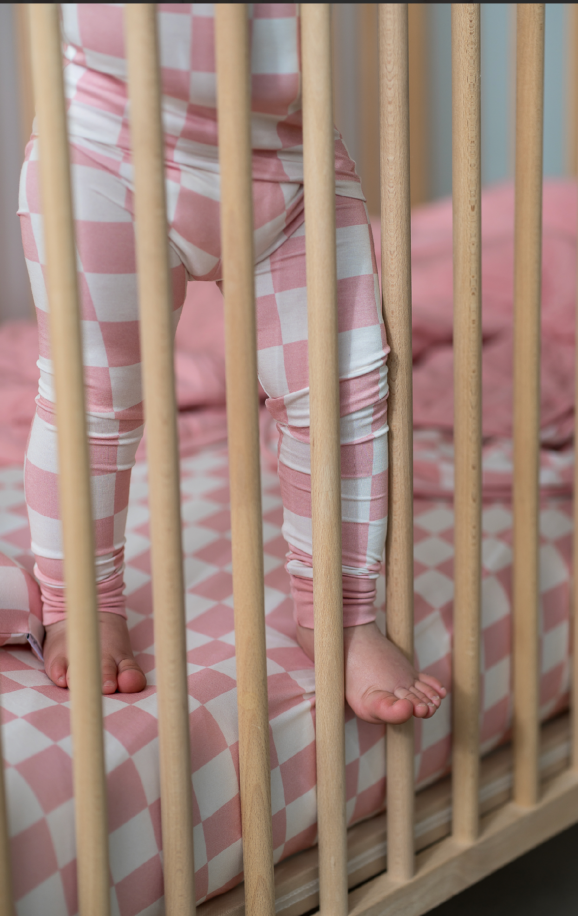 2-Piece Bamboo Set- Blush Check