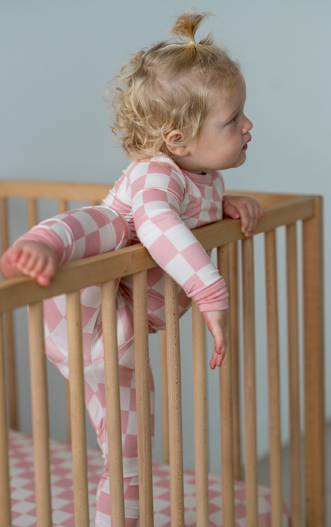 2-Piece Bamboo Set- Blush Check