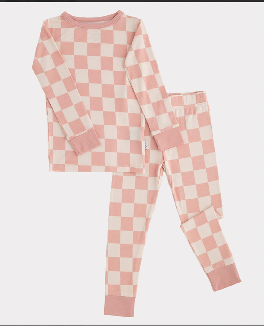 2-Piece Bamboo Set- Blush Check