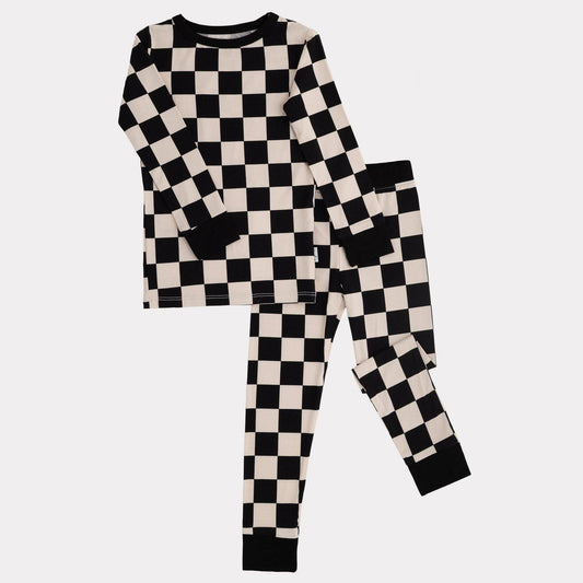 Bamboo 2 Piece Set- Cream & Black Check