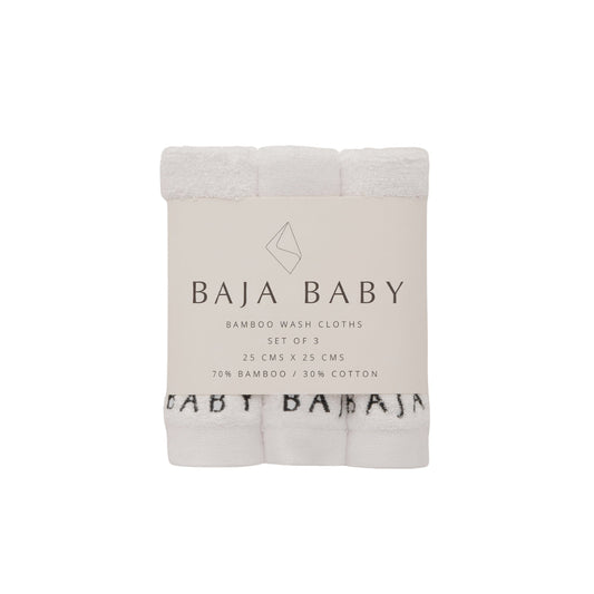 White Bamboo/Cotton Wash Cloths (3 Pack)